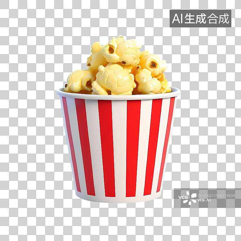 【AI数字艺术】3D渲染，爆米花，零食免抠元素图片素材