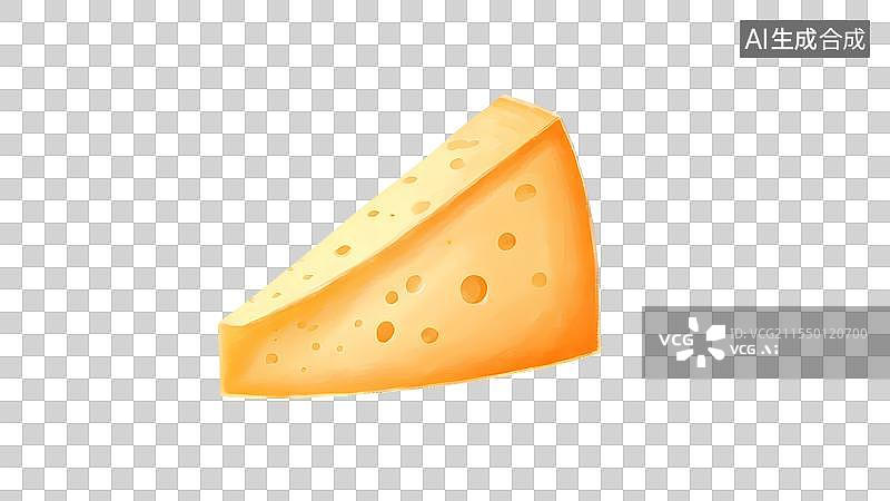 【AI数字艺术】治愈系手绘插画，一块奶酪，芝士，奶制品，烘焙原材料免抠元素图片素材