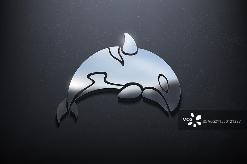 海洋虎鲸3D标志设计闪亮的标志模型图片素材