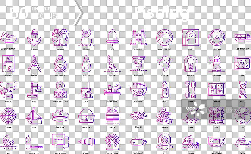 渐变风格的钓鱼图标套件图片素材