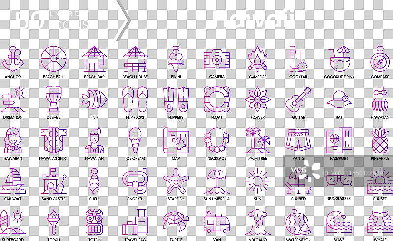 夏威夷图标套装渐变风格图标包图片素材
