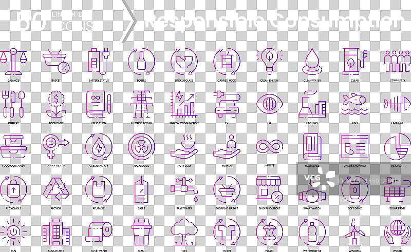 负责任消费图标集渐变设计图片素材