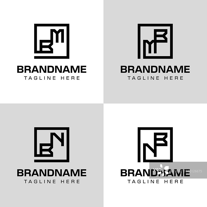 字母bm mb bn nb 单字母组合标志集图片素材