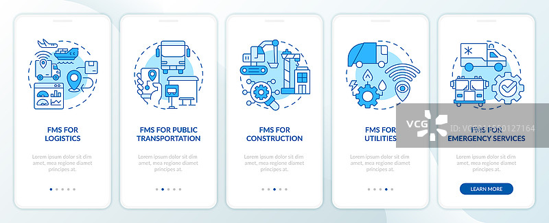 汽车车队变体蓝色入职移动应用程序图片素材