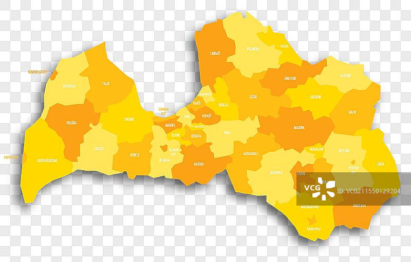 拉脱维亚行政区划政治地图图片素材