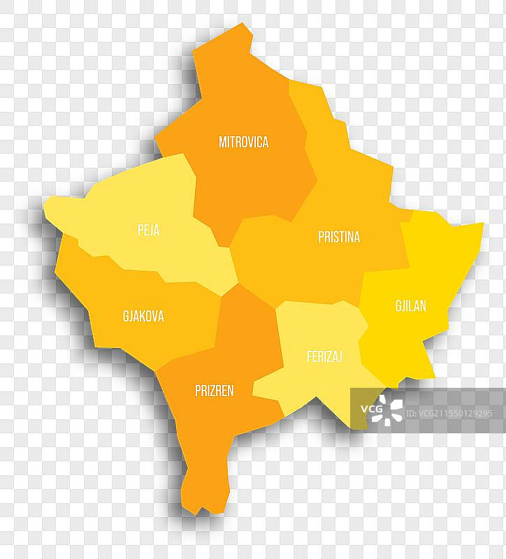 科索沃行政区划政治地图图片素材