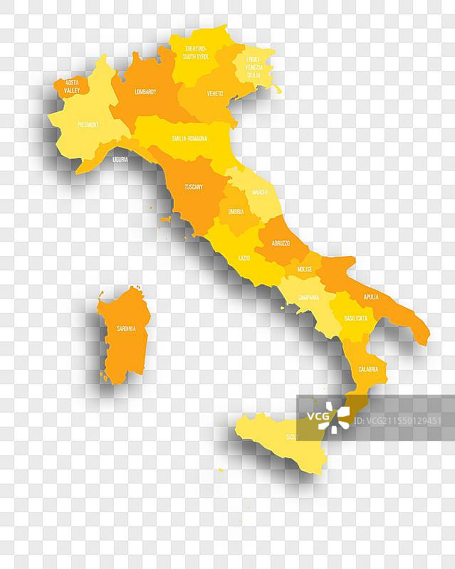 意大利行政区划政治地图图片素材