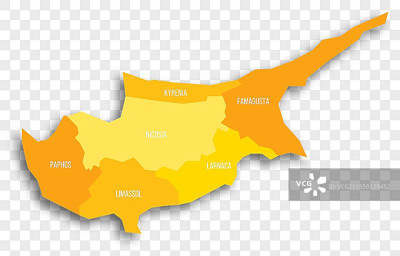塞浦路斯行政区划政治地图图片素材