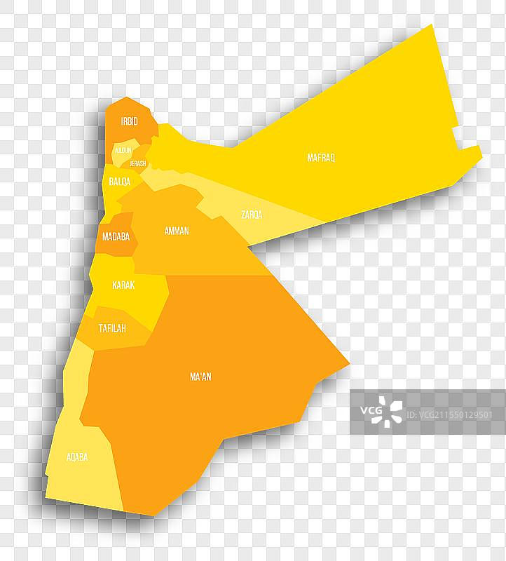 约旦行政区划政治地图图片素材