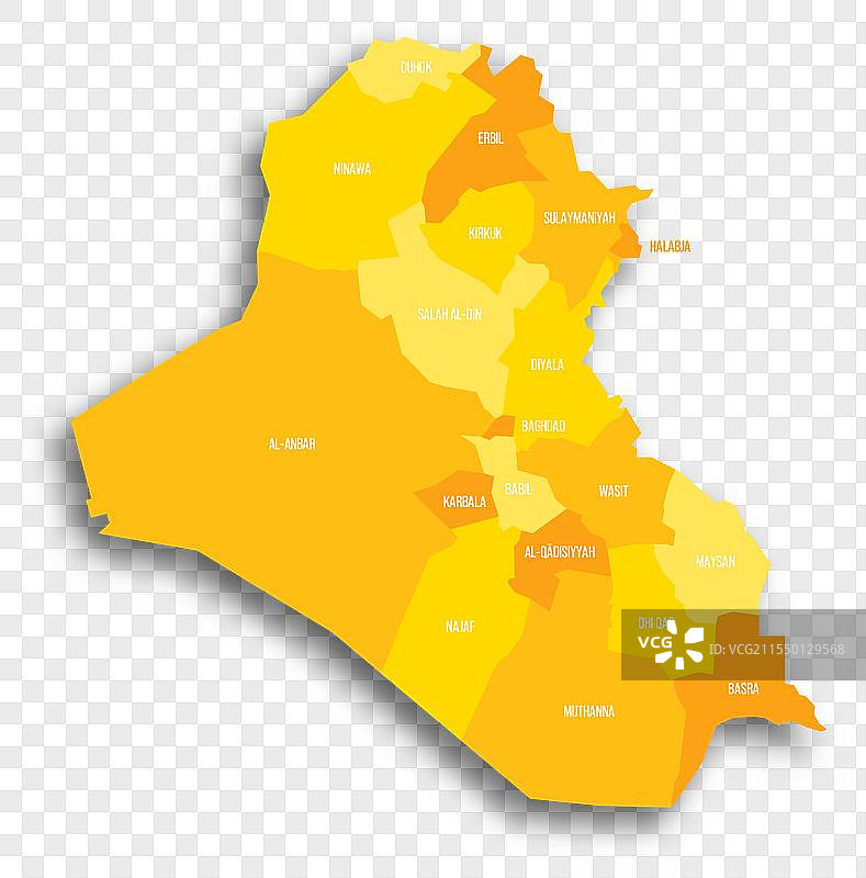 伊拉克行政区划政治地图图片素材