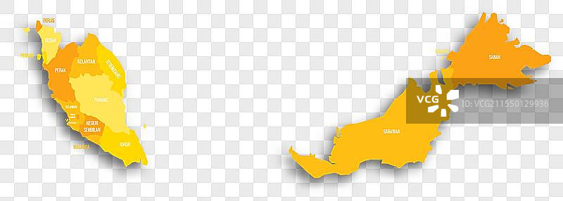 马来西亚行政区划政治地图图片素材