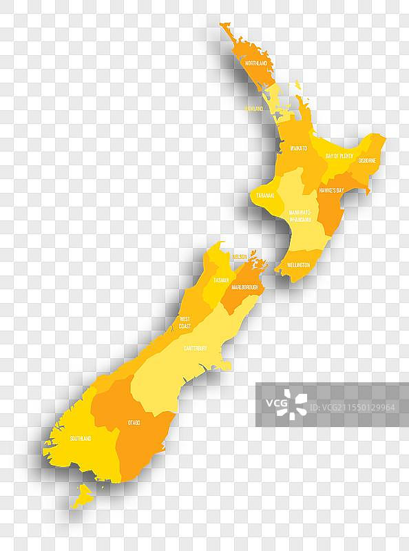 新西兰行政区划政治地图图片素材