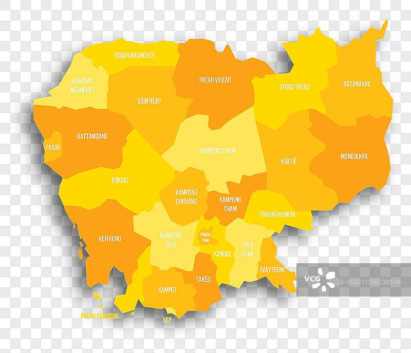 柬埔寨行政区划政治地图图片素材