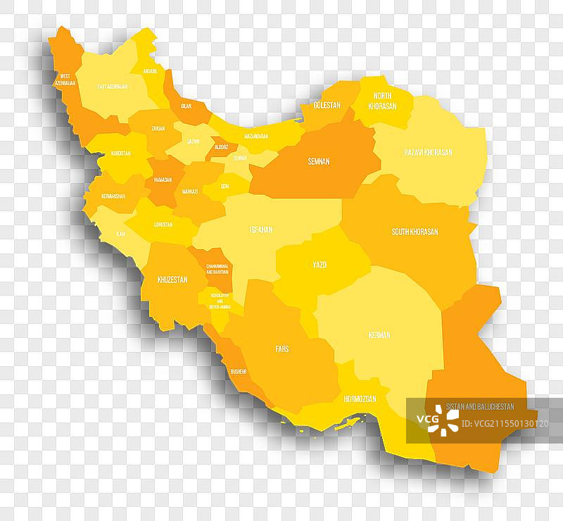 伊朗行政区划政治地图图片素材