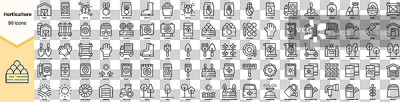 一套简单线条风格的园艺图标图片素材