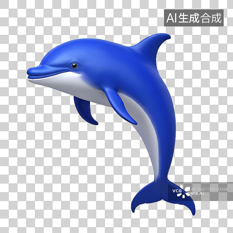 【AI数字艺术】3D渲染卡通动物，海豚，海洋生物，萌系，治愈系免抠元素图片素材