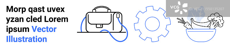现代笔记本电脑包、装备和新鲜食品图标图片素材