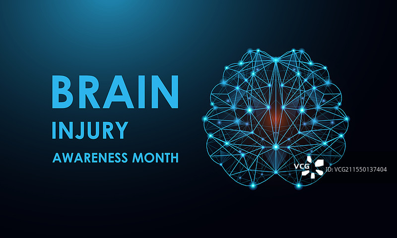 低多边形脑损伤意识月概念图片素材