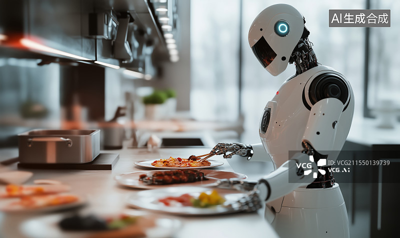 【AI数字艺术】未来人工智能服务机器人图片素材