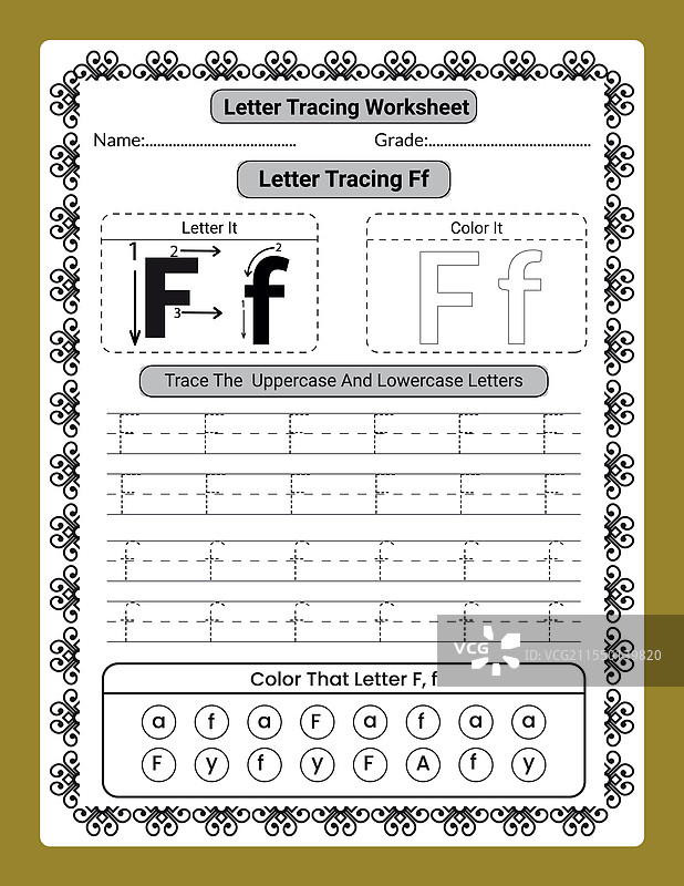 儿童字母追踪练习册图片素材