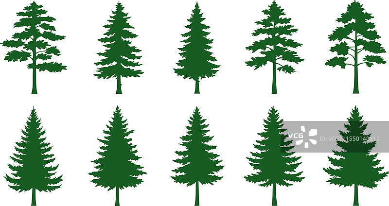 松绿色树木图标集元素图片素材