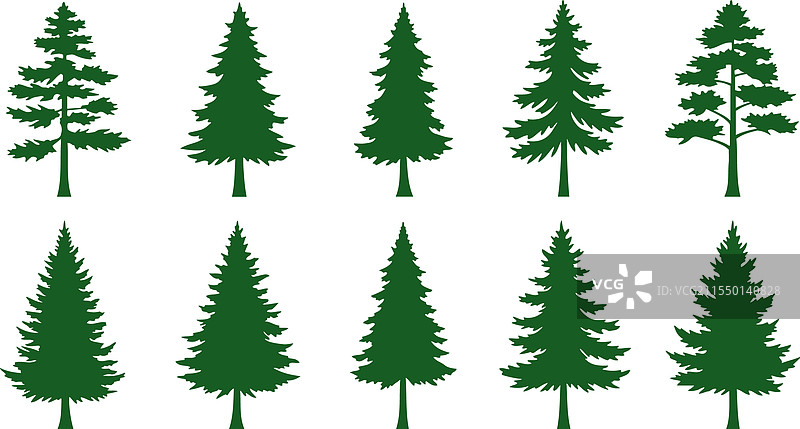 松绿色树木图标集元素图片素材