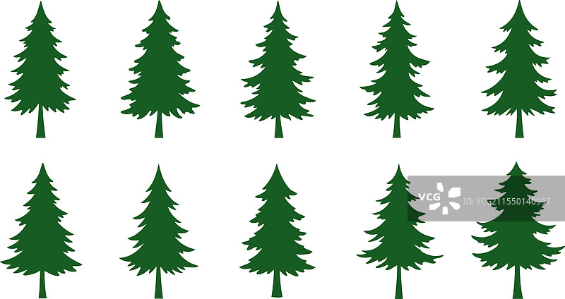 松绿色树木图标集元素图片素材