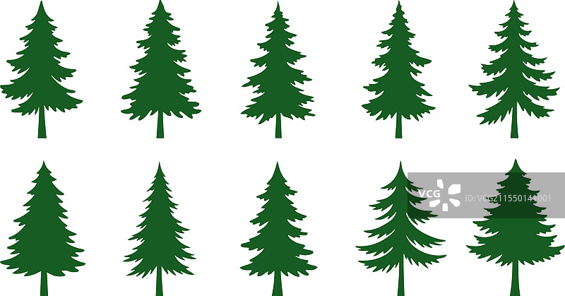 松绿色树木图标集元素图片素材