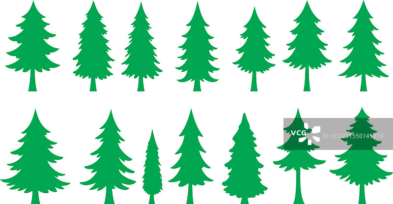 松绿色树木图标集元素图片素材