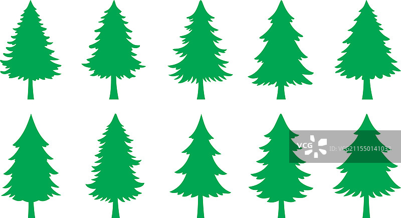 松绿色树木图标集元素图片素材
