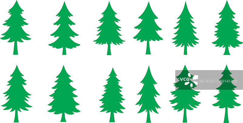松绿色树木图标集元素图片素材
