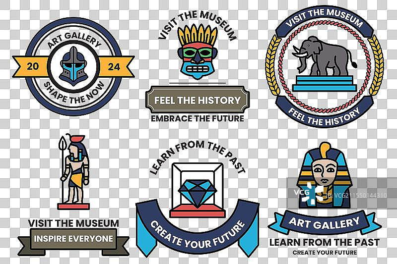 一套不同的历史博物馆徽章图片素材