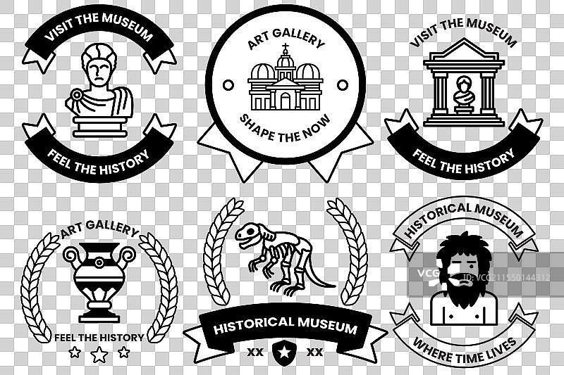 一套不同的历史博物馆徽章图片素材