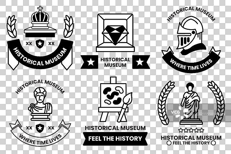 一套不同的历史博物馆徽章图片素材