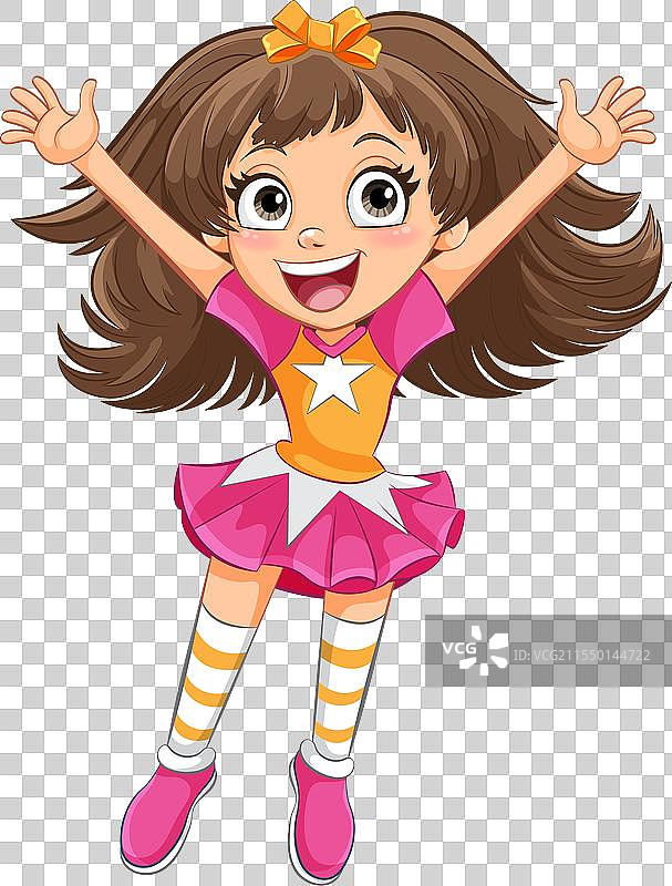 兴奋地跳跃的快乐小女孩图片素材