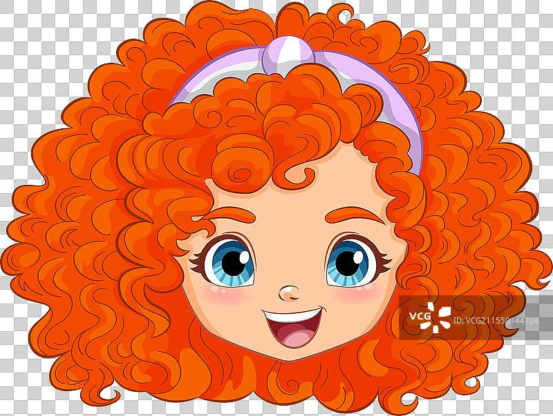 一个微笑的红卷发女孩图片素材