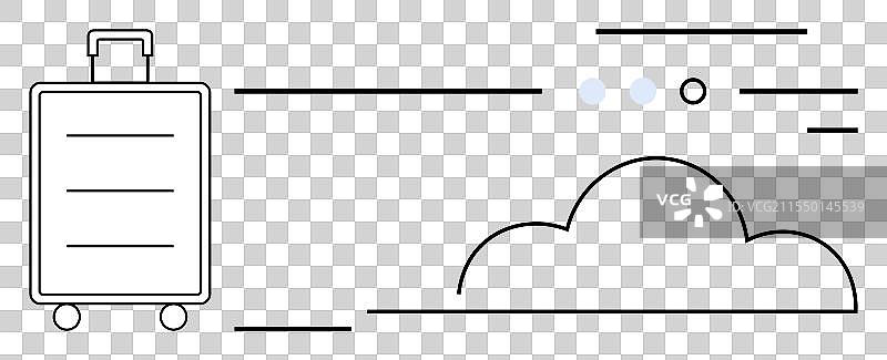 极简行李箱图标与线条和点的组合图片素材