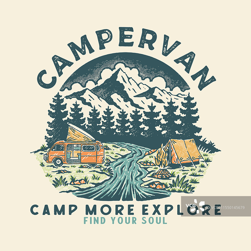 汽车露营图形森林设计图片素材