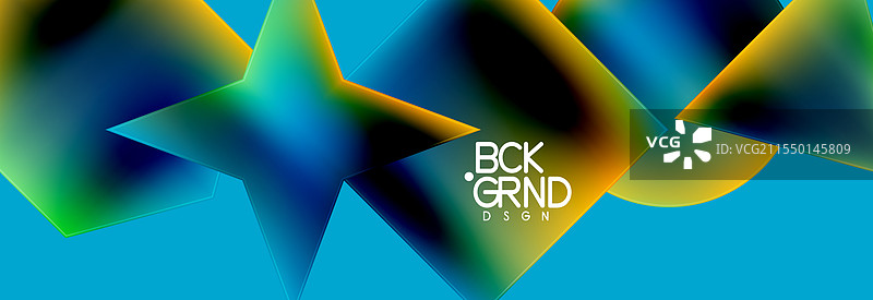 霓虹色几何形状：正方形、三角形、圆形图片素材