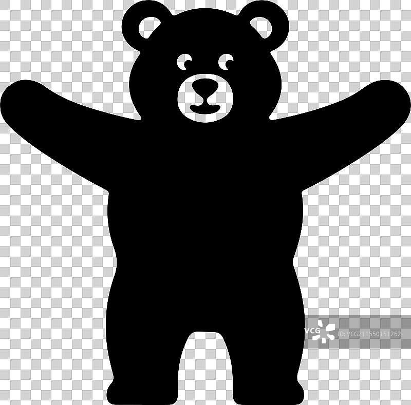 透明背景上的熊剪影图片素材