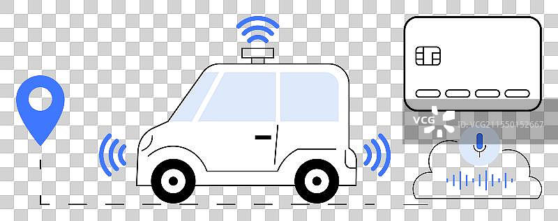 配备GPS无线网络的自主智能汽车图片素材