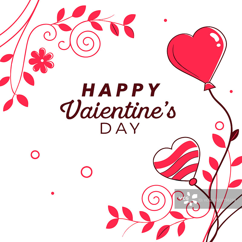 浪漫的情人节图形，带有心形气球图片素材