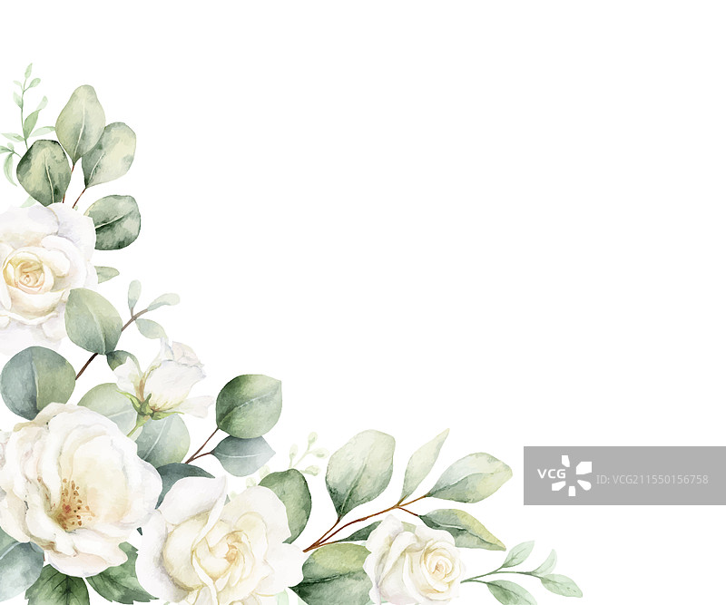 绿色水彩角落边框框架图片素材