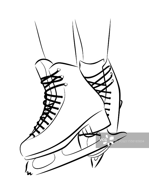 花样滑冰鞋的素描图片素材