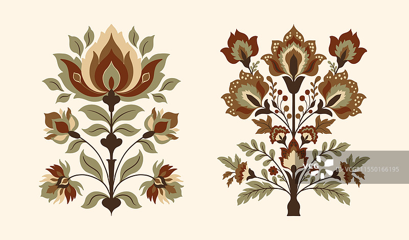 莫卧儿装饰性花卉复古图案图片素材