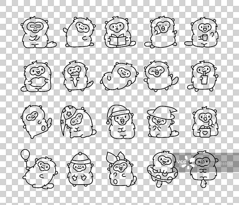 一组可爱的卡哇伊金丝猴图片素材