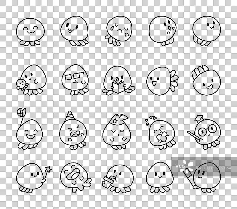 可爱水母卡通角色系列图片素材