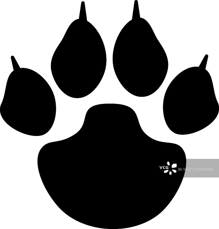黑色单只猫的老虎爪印轮廓图片素材