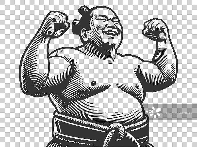 胜利庆祝的相扑选手图片素材