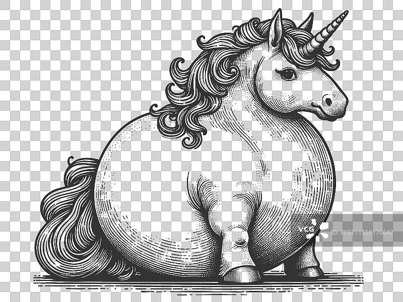 胖胖的独角兽雕刻图片素材